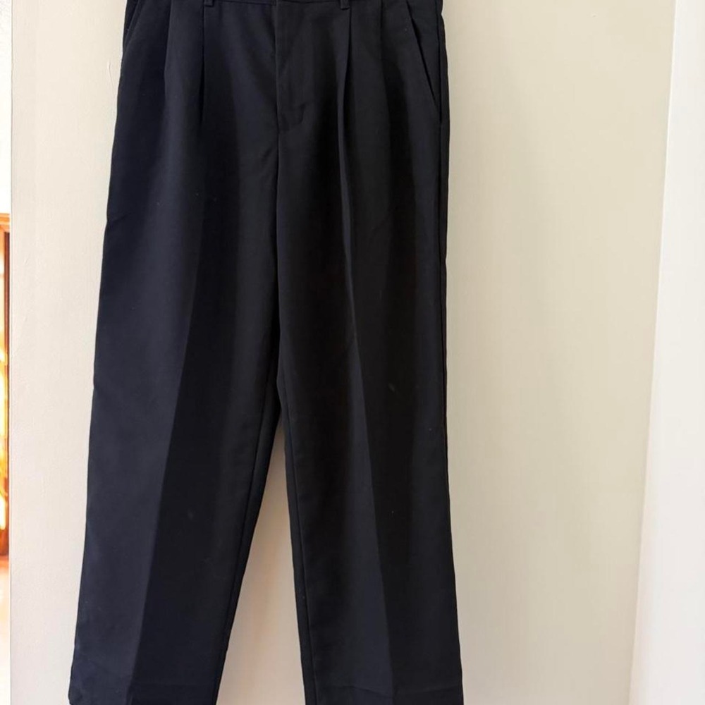 Unbranded Relaxed Pleated Pants Mens 14 Husky Black Excellent Workwear 27184